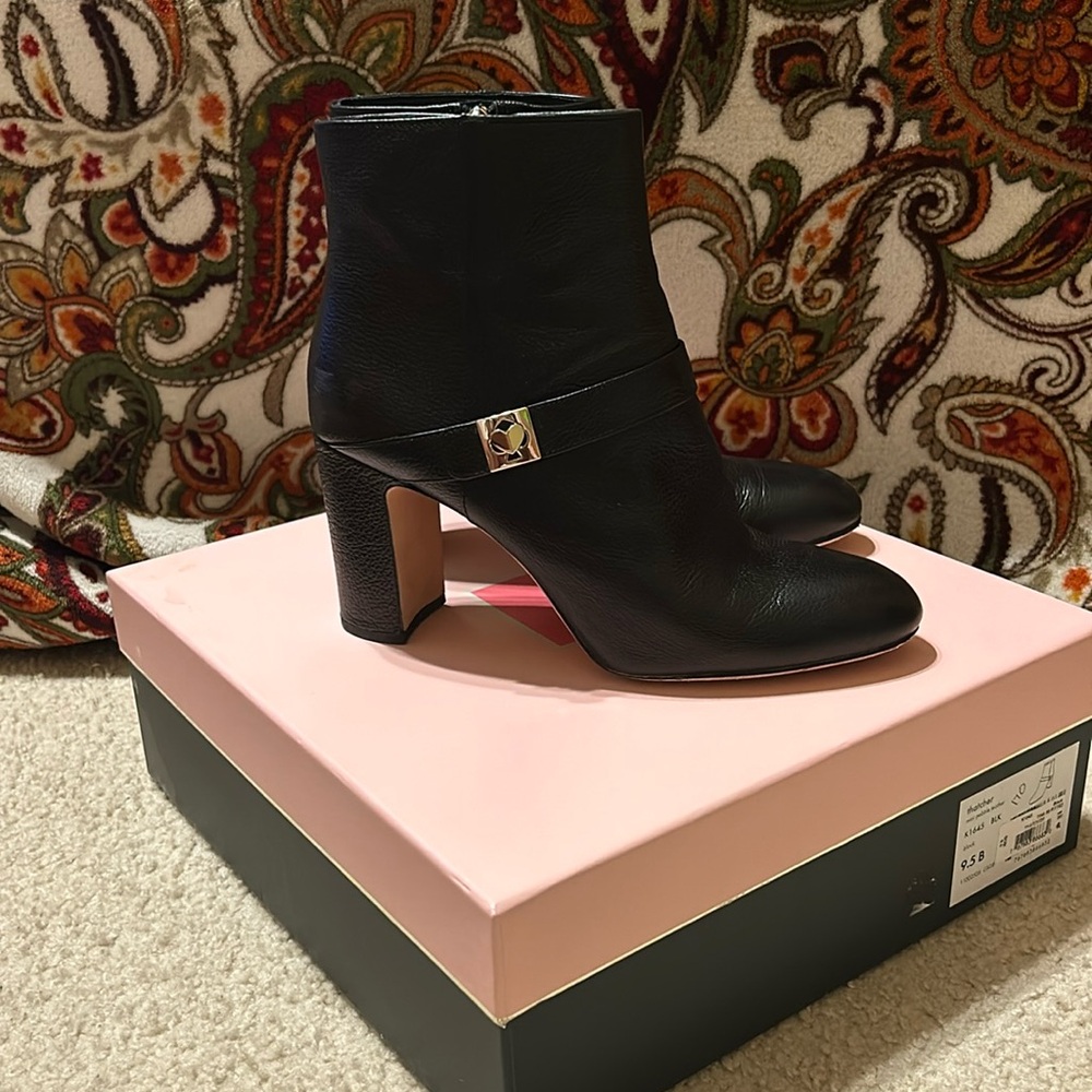 Kate Spade black mini pebble leather bootie
